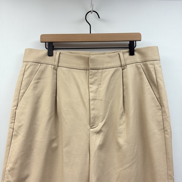 Banana Republic High Rise Pleated Straight Tapered Trouser Pant Neutral Beige 16 - Picture 4 of 10